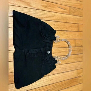 Lee Jeans Purse Tote Bag Black Clear Acrylic Handle Pockets
